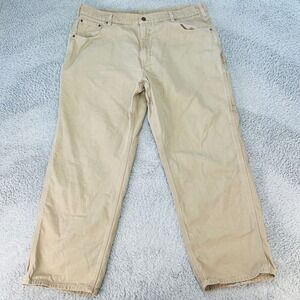 Carhartt Pants Mens 42x30 Tan Carpenter Canvas Work Relaxed Fit Vintage Workwear